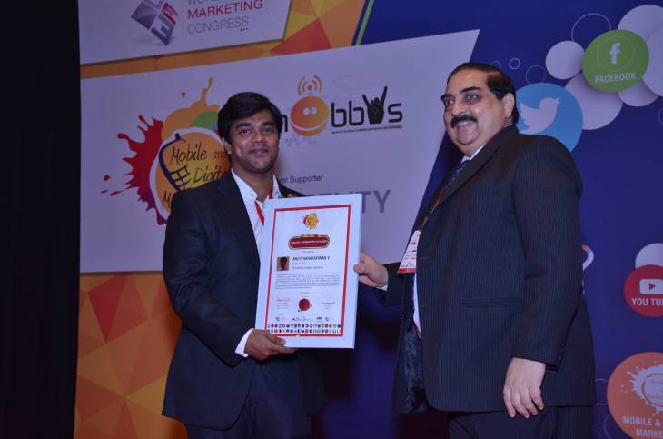 Most Influential Digital Marketing Leaders 2016 by CMO ASIA and World Marketing Congress Mr.Nandkishore Badami awarding Ananth V